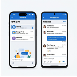 Aplicación de colaboración en equipo RoyalCraft – Gestión de proyectos, chat, herramientas de intercambio de archivos y flujo de trabajo para iOS/Android - Product Image 2