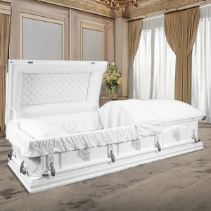 CKT2004 Fallen Leaf WHT Ataúd de madera dura de alta calidad Urnas funerarias de estilo norteamericano Venta al por mayor Ataúd funerario - Product Image 1