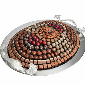 Bandeja de chocolate de metal plateado de calidad superior, plato de postres de lujo para ocasiones especiales y eventos de catering. - Product Image 3