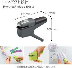 KOKUYO Stapler, Stapleless Stapler, HarinaX Handy, 10-sheet capacity, Black, SLN-MSH110D - Product Image 2