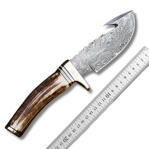 Couteau de chasse artisanal en acier Damas A&M ENTERPRISES, manche en bois de cerf, qualité industrielle, couteau utilitaire de survie professionnel, couteau à dépecer. - Product Image 6