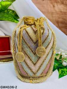 Luxury Ethnic Linen Embroidered Potli <b>Bag</b> Handmade <b>Bridal</b> Bead Sequins Magnetic Nylon Lining High Quality Party Valentine's <b>Day</b> - Product Image 1