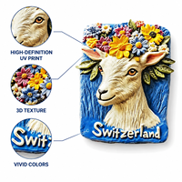 Aimant de réfrigérateur personnalisé en résine 3D, chèvre suisse, impression UV, autocollant animal pour réfrigérateur, cadeau de voyage, souvenir artisanal