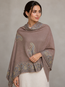 Étoles 100 % laine avec grand bordure floral brodé sur 4 côtés - Product Image 6