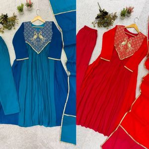 Mul Chanderi Embroidered Kurta <b>Pant</b> Set Cording <b>Sequin</b> Work Suit with Lace Dupatta Indian Ethnic Wear - Product Image 4
