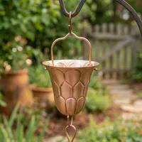 Chaîne de pluie décorative en cuivre gaufré pour gouttière extérieure, système de drainage métallique suspendu pour jardin et maison