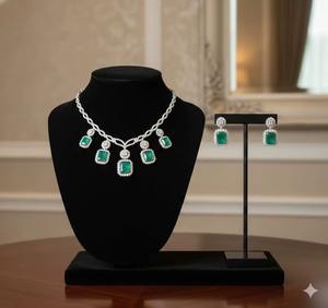 Ensemble collier et boucles d'oreilles en laiton plaqué or, best-seller, pour mariée, bijoux de fête de mariage, disponible au prix de gros - Product Image 3