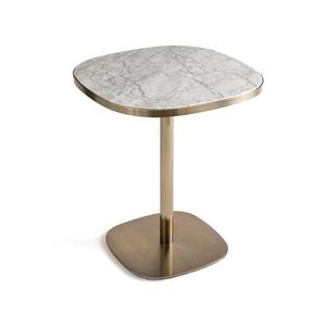 Table basse carrée en marbre blanc moderne ethnique avec piétement en laiton, table d'appoint carrée - Product Image 1