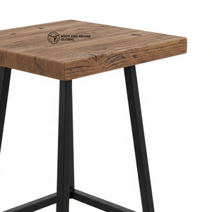 Luxury White Wooden <b>Stool</b> & Black Metal Legs Industrial Storage <b>Stool</b> for <b>Bedroom</b> Living Room Entry & Warehouse Use - Product Image 2