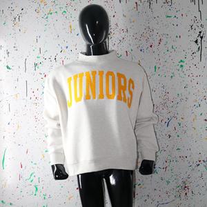 JUNIORS ASH GREY <b>Mock</b> <b>Neck</b> Sweatshirt 100% ORANGE Applique Embroidery wide <b>neck</b> Sweatshirt Finer Threads - Product Image 2