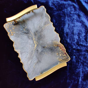 High Quality Resin <b>Epoxy</b> Tray for Home Living Decor Coastal Design Style Handicraft <b>Metal</b> Technique New Year Floral Theme - Product Image 3
