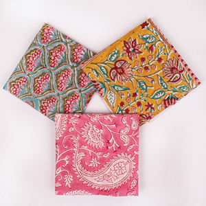 Écharpe bandana respirante en popeline de coton naturel imprimée à la main, motif floral ethnique indien, multicolore, pour femme, par Craftjaipur, idéale pour l'été - Product Image 3