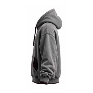 Sweat-shirt à capuche pour homme, coupe classique, gris, doublure bordeaux, 100% coton, tissu éponge français, vêtements décontractés d'hiver, écologique - Product Image 5
