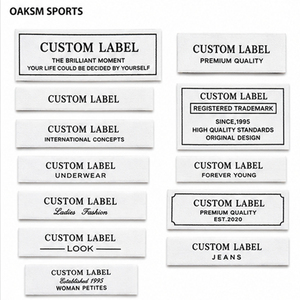 Étiquettes de col en tissu tissé personnalisées avec logo de marque, étiquettes de vêtement en damassé haute densité, badges pliés au centre et aux extrémités pour le bas des manches des T-shirts - Product Image 2