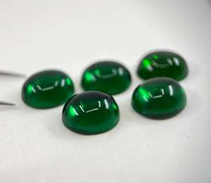 Lot de pierres précieuses synthétiques en émeraude cabochon, forme ovale, en verre, pour la fabrication de bijoux, 6x4mm, 8x6mm, 10x8mm, 12x10mm, 14x12mm - Product Image 5