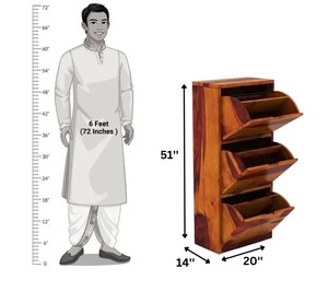Custom Solid Wood 3-Drawer Shoe Cabinet | Fold-Out Hallway Shoe Rack | Jodhpur Furniture Manufacturer - Product Image 4