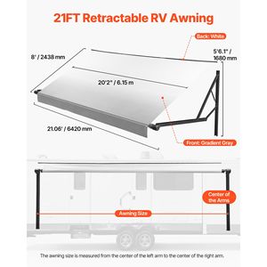 Kit Completo de Toldo Motorizado para Autocaravana de 21.06 Pies, Retráctil Eléctrico, Marco de Aluminio, PVC Impermeable - Product Image 2