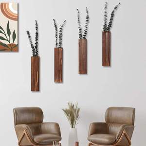 Modern Farmhouse Wooden Pocket Vases Wall Decor <b>Rustic</b> <b>Wood</b> Wall Planter for Bedroom Living Room Faux Plants Holder - Product Image 3