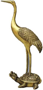 Figurine d'Oiseau Grue en Métal avec Base en Tortue, Statue Animale Décorative pour la Maison et le Bureau - Product Image 3