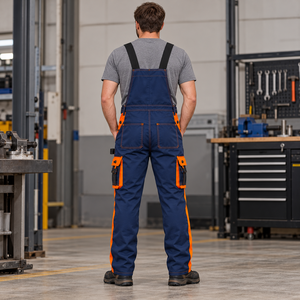 Salopette de travail robuste en coton respirant pour homme, pantalon de travail personnalisé avec poches cargo, genouillères renforcées, ajustable - Product Image 6