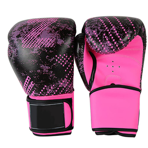 Gants de boxe noir, rouge, blanc, impression par sublimation, matériau PU, fermeture Velcro, respirants, équipement d'entraînement pour adultes - Product Image 4