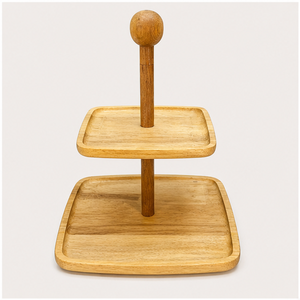 2-Tier Square Acacia Wood <b>Cake</b> <b>Stand</b> Premium Eco-Friendly Tiered Serving Tray for Wedding Dessert Displays Cupcake Holder - Product Image 3