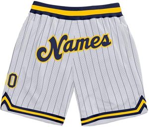 Shorts de basketball jaunes imprimés de haute qualité, durables, 100 % polyester, respirants, antibactériens, toutes saisons, personnalisables pour équipe - Product Image 5