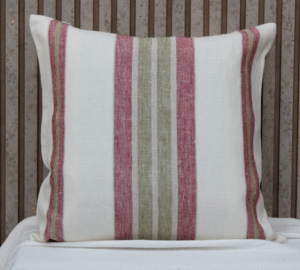 Olive Green and Rose Stripe Cushion <b>Cover</b> 100% Pure Linen Decorative <b>Throw</b> Pillow <b>Cover</b> Luxury <b>Sofa</b> Couch Home Decor Wholesale - Product Image 5