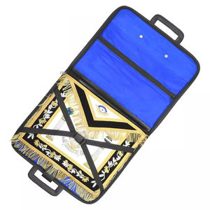 Tablier maçonnique sur mesure de haute qualité avec poignée souple, style mallette en similicuir bleu - Régalia maçonnique - Product Image 2