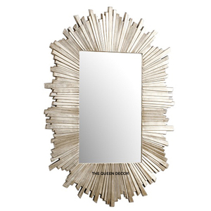 Miroir mural décoratif en aluminium artisanal de forme rectangulaire, plaqué argent, vintage et élégant - Product Image 5