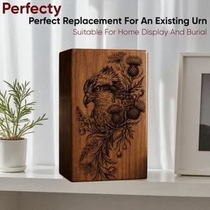 Handmade American Style Wooden Eagle Cremation Urn Engraved <b>Memorial</b> Keepsake <b>Box</b> Rustic Eco-Friendly Personalized Baby - Product Image 1