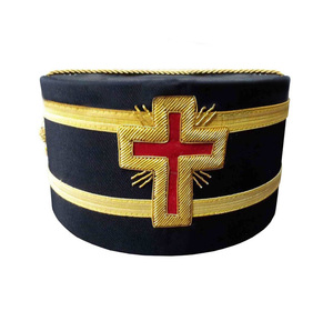 Casquette Couronne Noire Brodé Ornemental Chevaliers Templiers Anciens Commandants Croix Dorée Sur Mesure Vente en Gros - Product Image 1