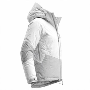 Veste de ski imperméable à capuche pour homme, couleur blanc-gris, fermeture éclair, style sportif, vêtements d'extérieur d'hiver, polyester - Product Image 4