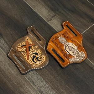 Étui à couteaux de style occidental usiné à la main de qualité supérieure pour équipement tactique et de survie Étui en cuir véritable OEM pour la défense personnelle - Product Image 2