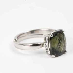 Natural Green Moldavite Solitaire Ring Handmade 925 Sterling Silver <b>Cushion</b> Cut Gemstone Engagement Promise Ring Gift for Her - Product Image 4