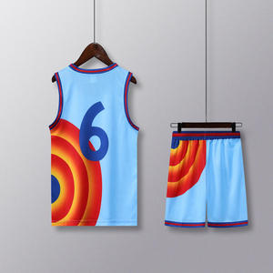 Ensemble de maillots de basket-ball personnalisés sublimés dégradés bleus pour hommes, sans manches, en maille respirante, en polyester, uniforme de sport d'été - Product Image 3