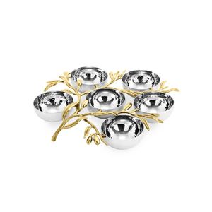 Cuenco de Metal Martillado de Lujo con Diseño de Ramas de Orquídeas Doradas, Centro de Mesa Decorativo para Bodas y Fiestas - Product Image 5