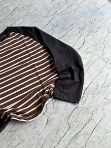 Custom Mens Striped Long Sleeve <b>Raglan</b> T Shirts Heavyweight Waffle Knit Color Block O Neck <b>Tops</b> Oversized - Product Image 2