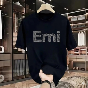 T-shirt pour homme en jersey 100% coton, manches courtes, imprimé lettres sur le devant, streetwear décontracté, haute qualité, personnalisable - Product Image 1