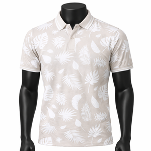 Camiseta Polo Personalizada con Estampado Completo, Diseño de Hojas Tropicales para Hombre, Polo de Verano para Resort, Fabricante OEM ODM de Marca Privada - Product Image 1