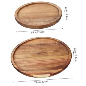 Plateau de rangement en bois d'acacia, plateau tournant en bois, organisateur à rebord haut, support à épices moderne, multifonctionnel pour cuisine et table à manger - Product Image 3