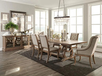 Modernes Massives Teakholz Langlebiges Ausziehbares Esszimmer-Set 7 Stühle Solide Rückenlehne Umweltfreundliche Wohnmöbel für Hotel/Villa-Nutzung