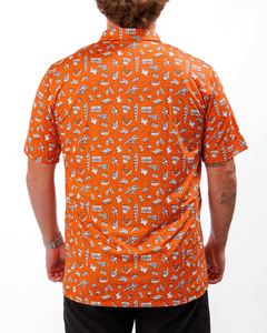 Men's <b>Orange</b> Printed Short Sleeve for Shirt with Casual Design Anti-Wrinkle Breathable Broadcloth Fabric - Product Image 3