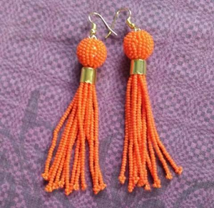 Japanese Elegant Glass Bead Tassel Hip Hop Unisex <b>Drop</b> Earrings Embroidered Cotton Lightweight Earrings with Metal Fittings <b>Back</b> - Product Image 1