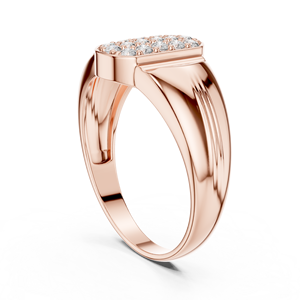Anillo de Sello para Hombre con Racimo de Diamantes Cultivados en Laboratorio, Chapado en Oro Rosa de 18K y Rodio, Corte Minimalista, Regalo de Boda, Compromiso, Uso Diario - Product Image 3