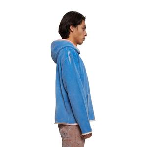 Haute qualité personnalisé Streetwear surdimensionné Vintage lavage à l'acide soleil délavé en détresse poche à capuche hiver français imprimé polaire solide - Product Image 2