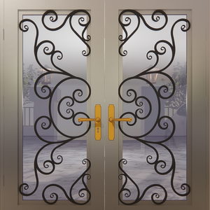 Portes en fer forgé de luxe, portes d'entrée en acier et verre sur mesure, design extérieur moderne et décoratif pour villa et maison moderne - Product Image 4