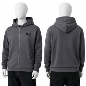 Sweat à capuche zippé en coton épais pour homme, personnalisable avec logo, streetwear, vente en gros - Product Image 1