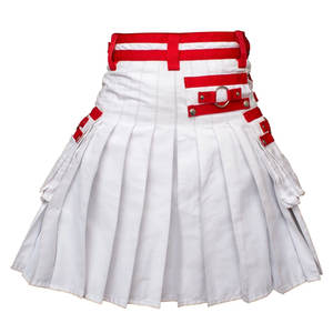 Kilt Escocés Moderno para Mujer, con Tirantes Blancos y Rojos, Estilo Utilitario, Faldas Highland 2026 - Product Image 3