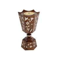 Brûleur d'encens Bakhoor Barira Homes de luxe en marbre et bois de manguier avec incrustation de nacre, motif floral traditionnel sculpté, écologique et durable